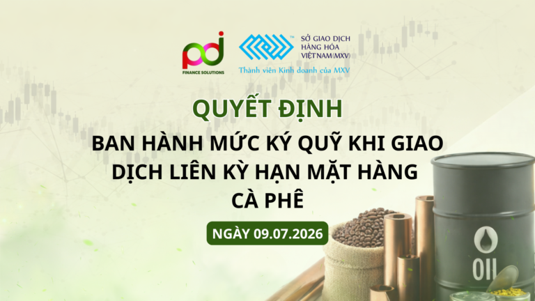 Ban hành mức ký quỹ khi giao dịch liên kỳ hạn mặt hàng Cà phê ngày 09.07.2026